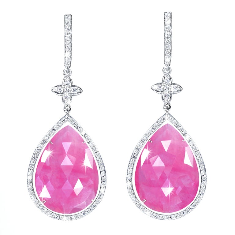 JdJ Pink Sapphire  and diamond "OLIVIA"  earrings