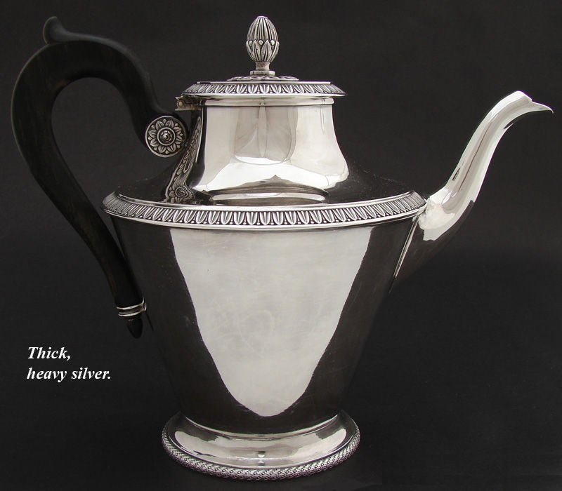 Vintage French Sterling Silver 2pc Set: Large Tea Pot & Sugar For Sale 1