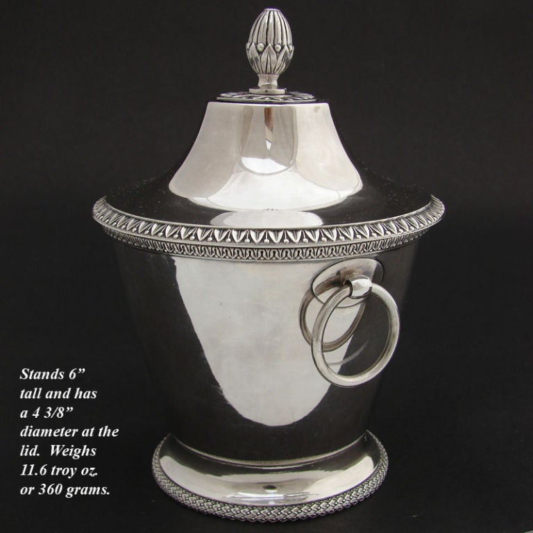 Vintage French Sterling Silver 2pc Set: Large Tea Pot & Sugar For Sale 2