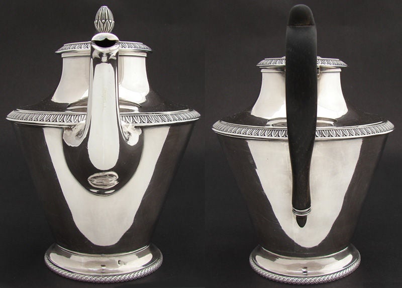Vintage French Sterling Silver 2pc Set: Large Tea Pot & Sugar For Sale 3