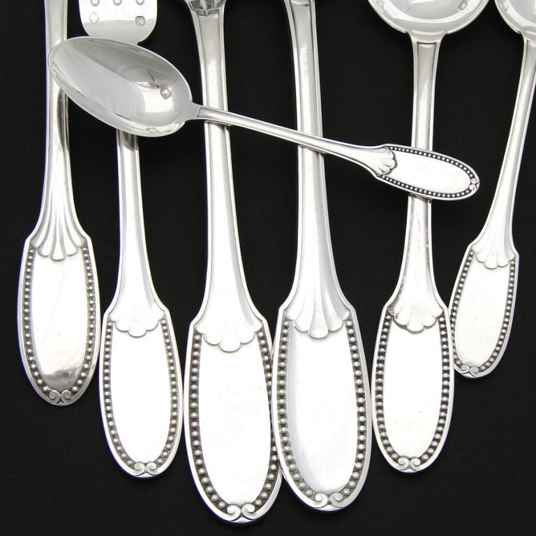 Antique French Sterling Silver 98pc Flatware Set, Chest  5080 gr