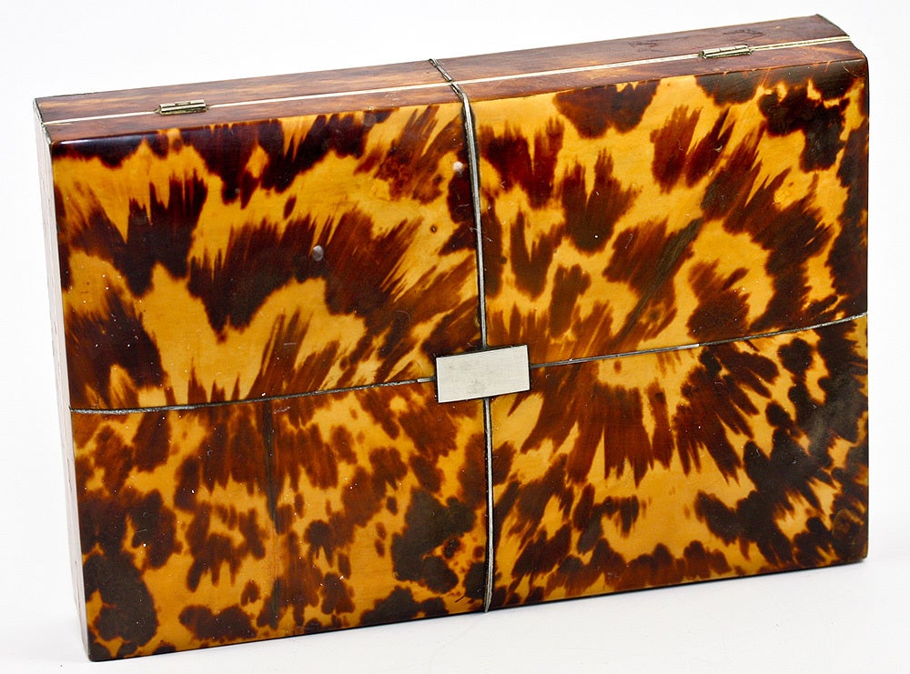 Antique Georgian English Sewing Etui Tortoise Shell Box Case For Sale 1