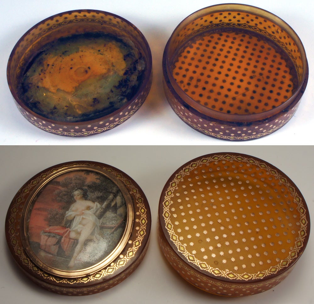 Rare French Naughty Painting Snuff Box with 18k Pique For Sale 2
