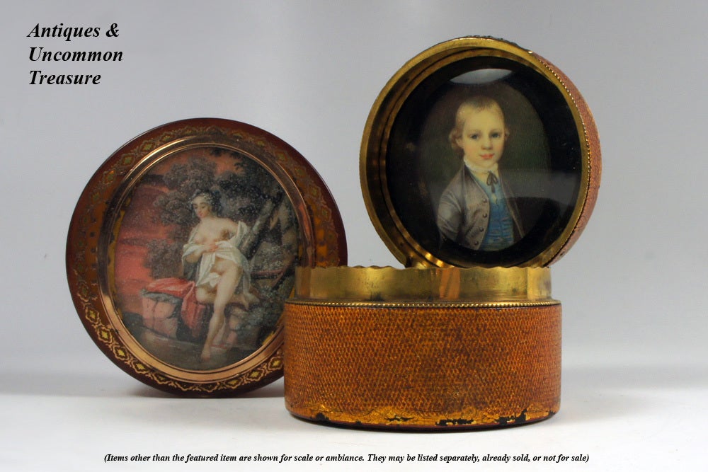 Louis XVI Portrait Miniature of a Boy Vernis Martin Gold  2