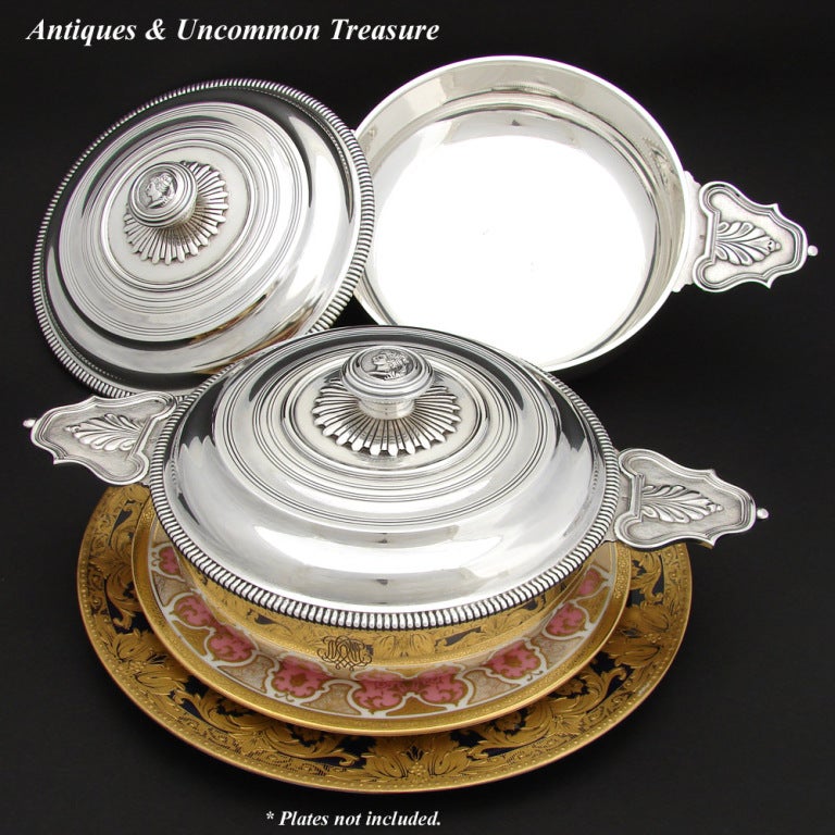 PUIFORCAT Pair Antique French Sterling Silver Ecuelles Service Bowls  For Sale 6