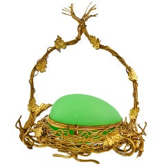Antique French Opaline Green 'Egg' Casket, Palais Royal of Paris
