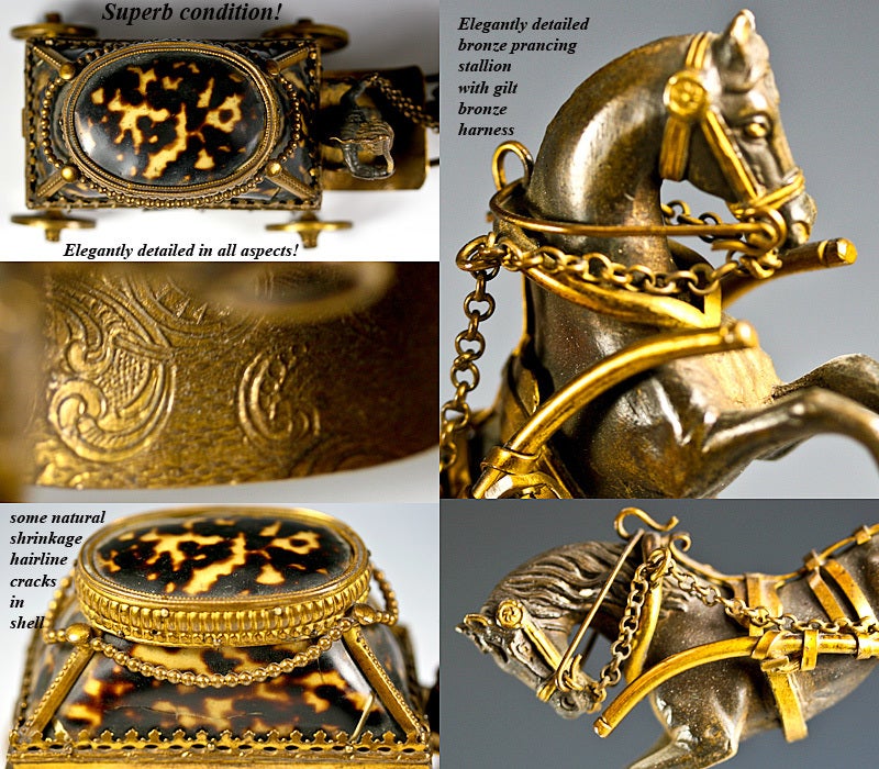 Georgian Antique 1770-40 Palais Royal Horse Carriage T-Shell Sewing Etui For Sale