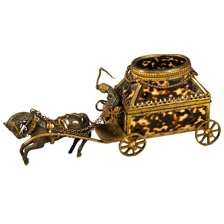Antique 1770-40 Palais Royal Horse Carriage T-Shell Sewing Etui  For Sale