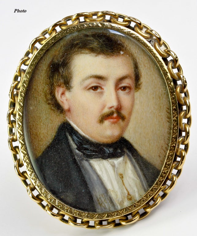 Antique Georgian Portrait Miniature Gold French Brooch For Sale 2