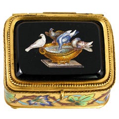 Antique Italian Grand Tour Jewelry Box, Micro mosaic, Enamel