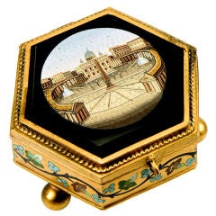 Antique Grand Tour Micro Mosaic Casket, Enamel, St. Peter's