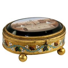 C. Roccheggiani Antique Micro Mosaic Jewelry Casket, St. Peter's