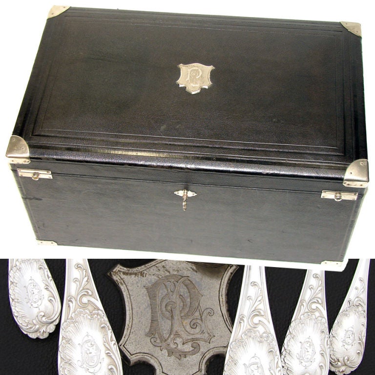 PUIFORCAT Antique Sterling Silver Flatware Set, Chest Louis XV at 1stDibs