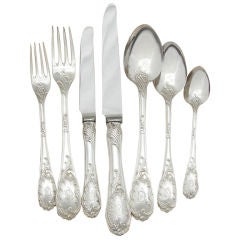 PUIFORCAT Antique Sterling Silver Flatware Set, Chest: Louis XV