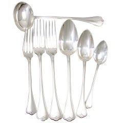 ODIOT French Sterling Silver 72+pc Flatware Set, Campaign Chest