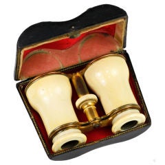 Used French Opera Glasses, Large & Original Etui, Case, Ivory