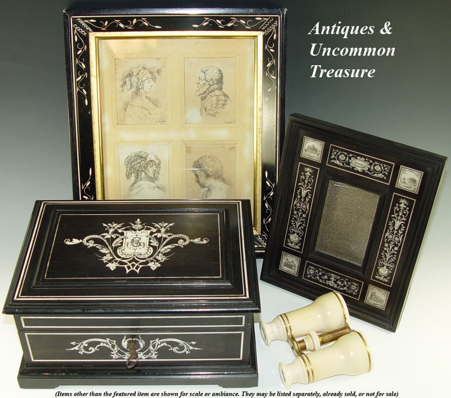 Antique GRAND TOUR Souvenir of Rome Italy Ebony & Ivory Frame For Sale 3