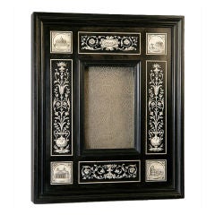 Antique Grand Tour Souvenir Of Rome Italy Ebony & Ivory Frame