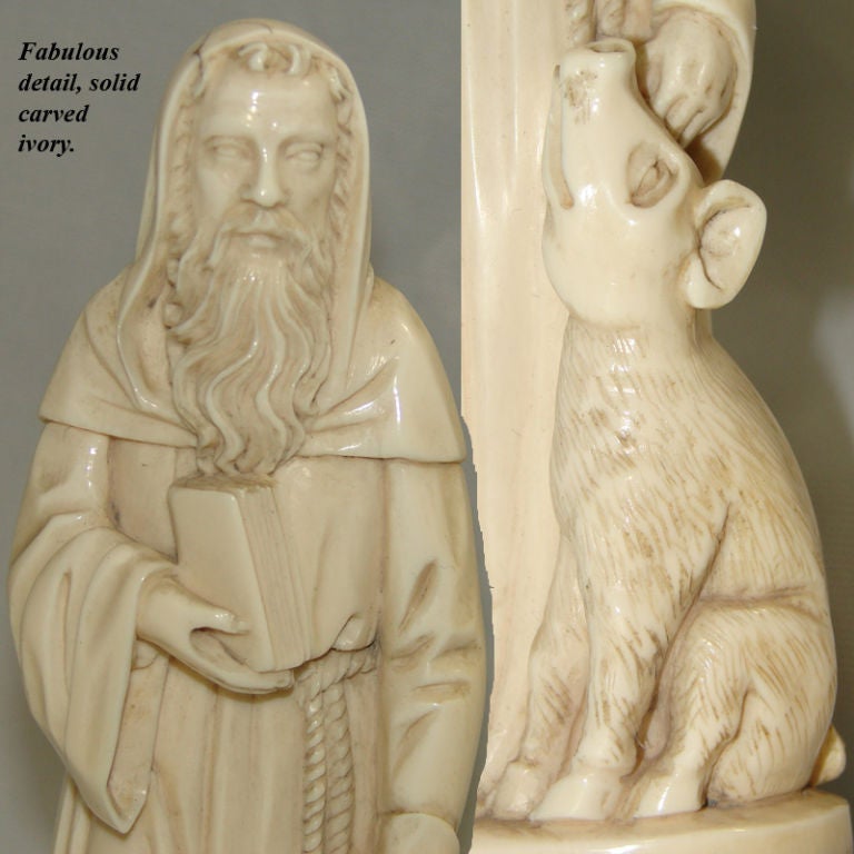 Women's or Men's Antique Continental Carved Ivory 7.3