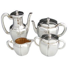 ODIOT  Antique, Vint French Sterling Silver 4pc Solitaire Tea Set