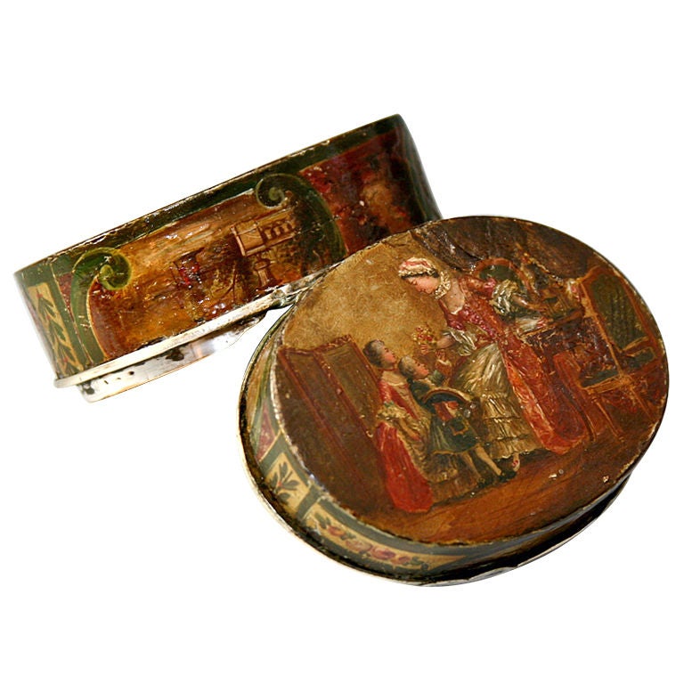 Antique Vernis Martin 1700s Table Snuff Etui - Marie-Antoinette For Sale