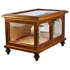 Antique French Large Kingwood Beveled Glass Table Box Vitrine