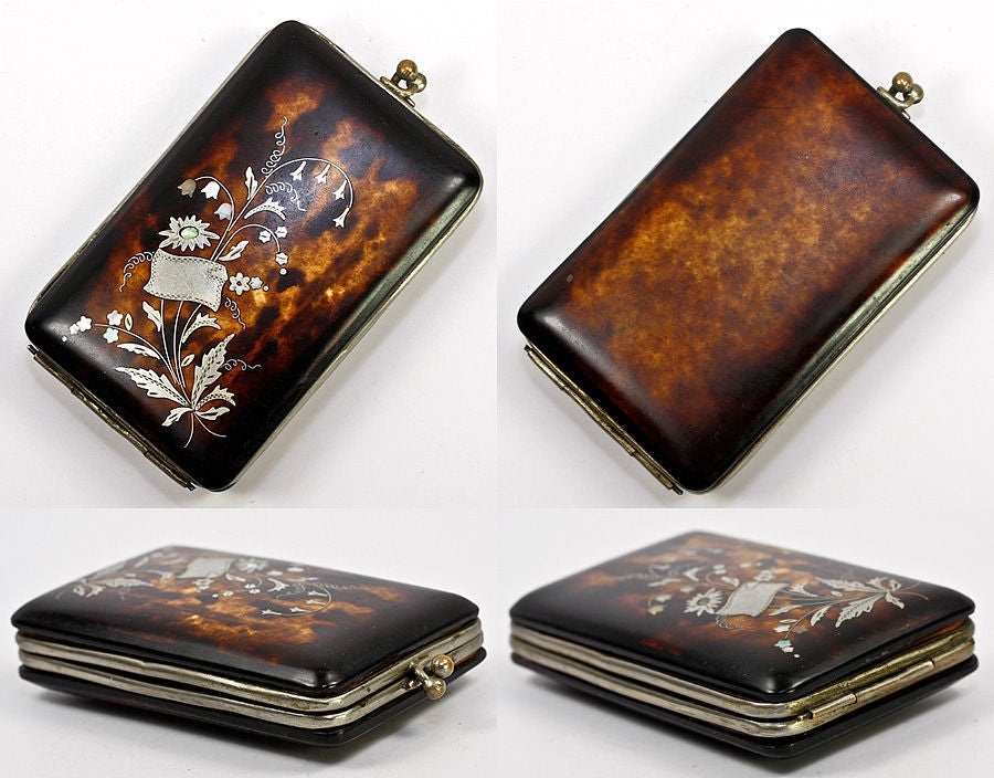 Victorian Antique French Tortoise Shell Card or Cigar Cigarette Etui Case