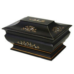 Napoleon III Antique French Sewing Box Chinoiserie Style Ebony