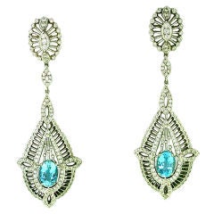  Diamond and Aqua Earrings by Doris Panos 