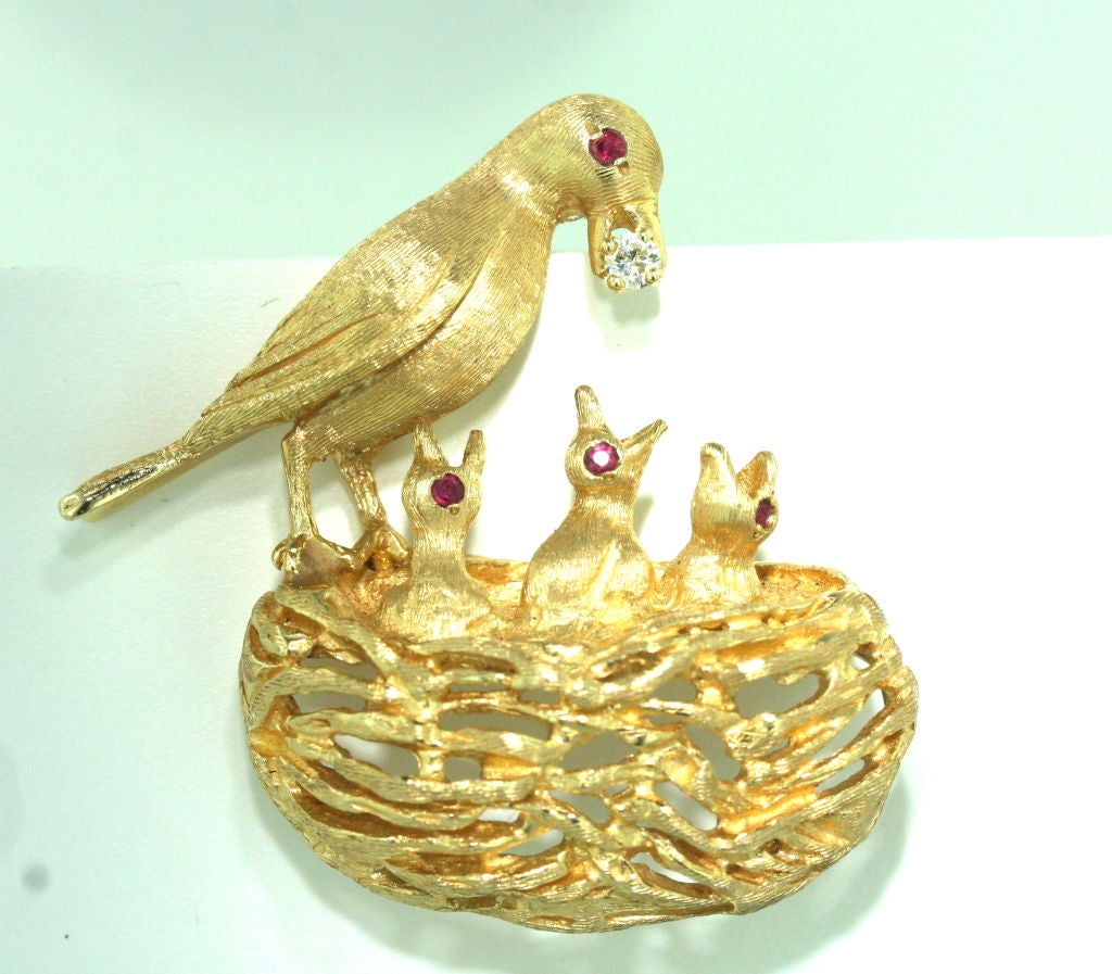Bird n Chicks Brooch