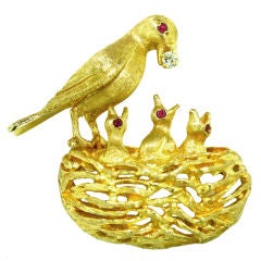 Bird n Chicks Brooch