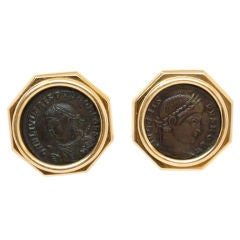 BULGARI Gold and Ancient Coin Earclips