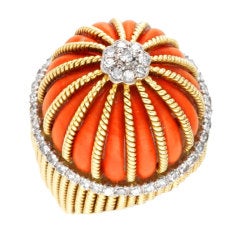 CARTIER A Coral and Diamond Ring