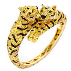 CARTIER A One of a Kind Double Headed Tiger Bangle Bracelet