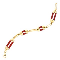 VAN CLEEF & ARPELS A Gold Carnelian Link Bracelet
