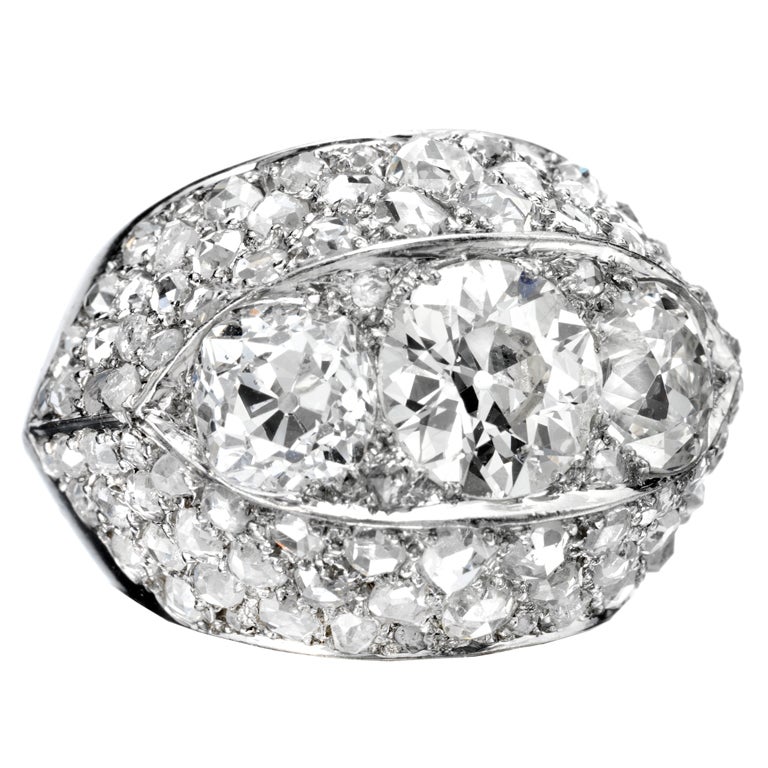 Suzanne Belperron A Diamond Platinum Bombe Ring For Sale