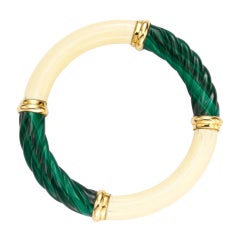 CARTIER A Malachite, Ivory and Gold Bangle