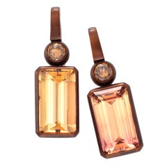 HEMMERLE A Pair of Topaz and Diamond Ear Pendants HEMMERLE A Pair of Topaz and Diamond Ear Pendants
