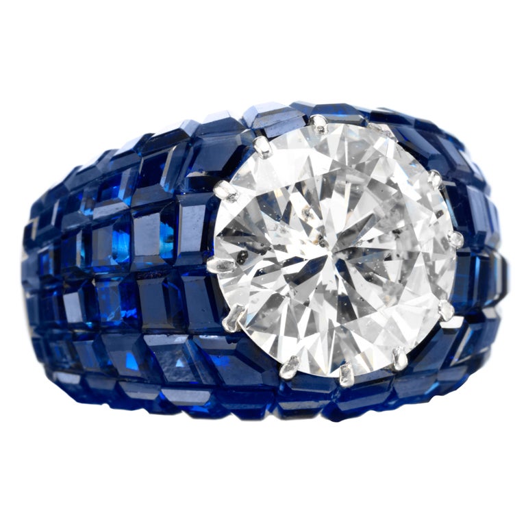 VAN CLEEF & ARPELS  Important Mystery Set Sapphire Diamond Ring For Sale