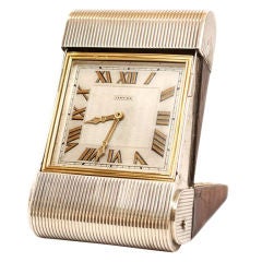 CARTIER Gold, Silver and Leather Travel Clock