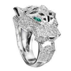 CARTIER Diamond Onyx Panther Ring