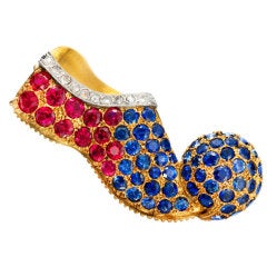PAUL FLATO A Multi-Gem 'Pom Pom' Slipper Brooch