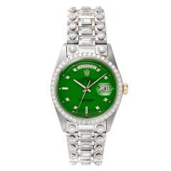 ROLEX White Gold, Diamond and Green 'Stella' Dial Wristwatch