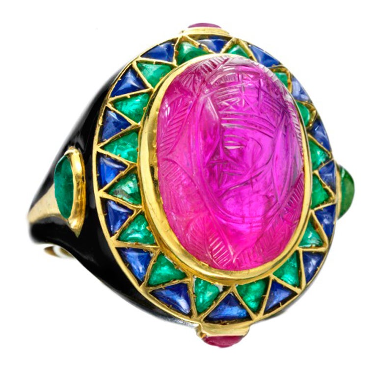 CARTIER An Art Deco Egyptian Revival Ring For Sale