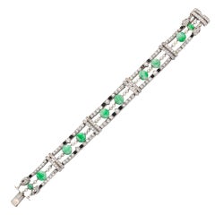 CARTIER  Art Deco Diamond Jade Bracelet