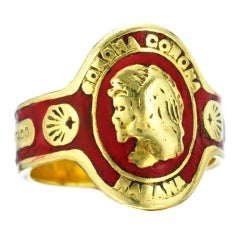 CARTIER An Enamel and Gold 'Cigar Band' Ring