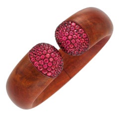 HEMMERLE A Rosewood and Spinel Bangle Bracelet