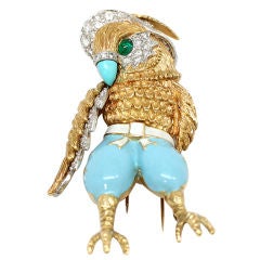 DONALD CLAFLIN.  An Enamel, Gold and Gem 'Chicken Little' Brooch