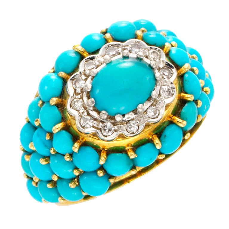 J.E. CALDWELL and CO. A Turquoise and Diamond Ring at 1stDibs