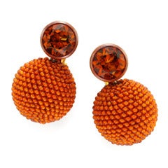 Hemmerle A Pair of Madeira Citrine and Carnelian Ear Clips